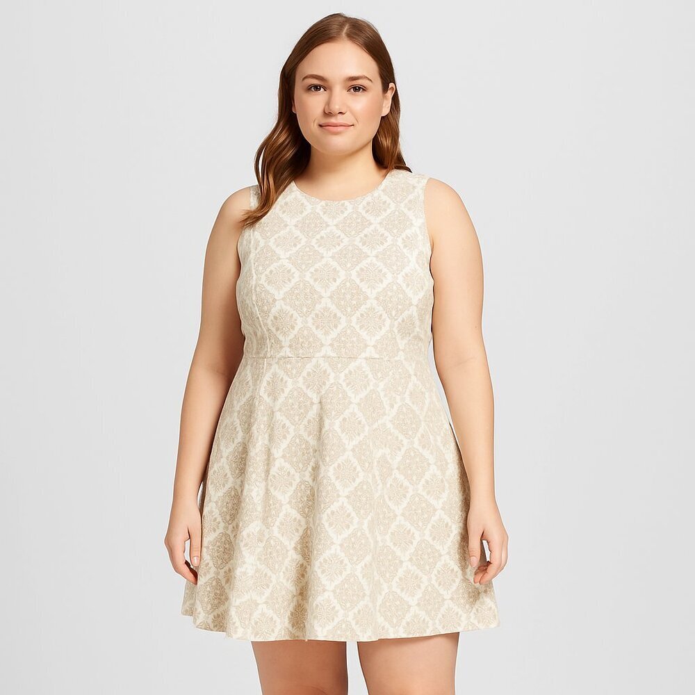 Diane von Furstenberg Mini Dress Size 10 Clean Girl Polished Neutral Fit n Flare